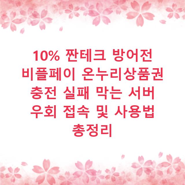 10% 짠테크 방어전 비플페이 온누리상품권 충전 실패 막는 서버 우회 접속 및 사용법 총정리