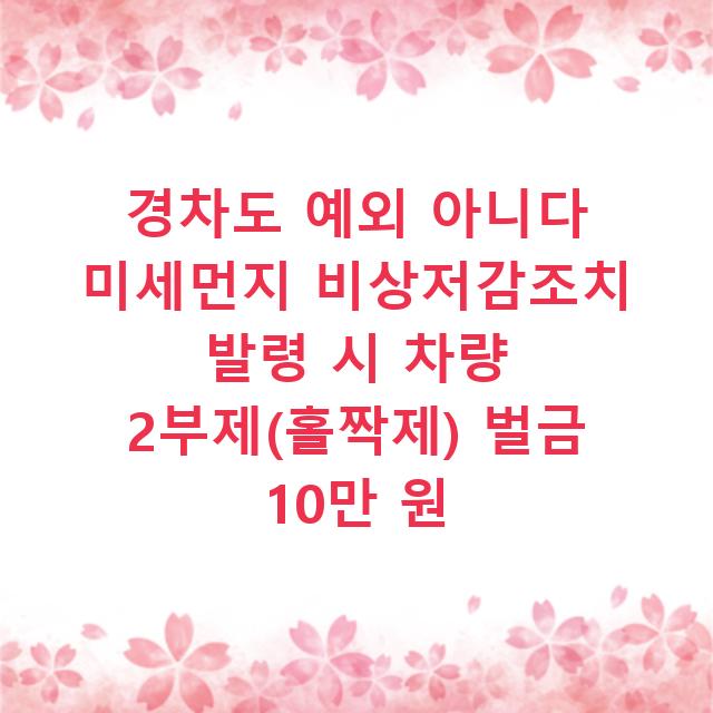 경차도 예외 아니다 미세먼지 비상저감조치 발령 시 차량 2부제(홀짝제) 벌금 10만 원