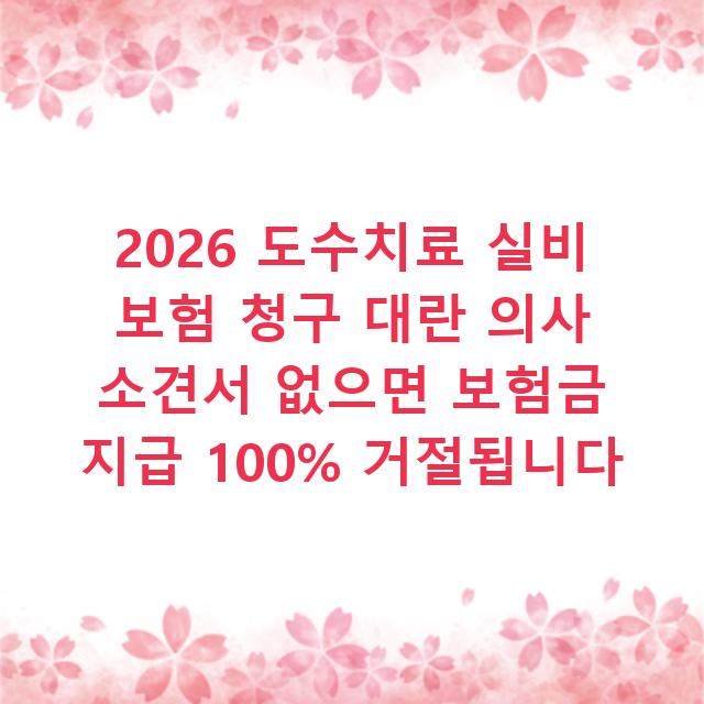 2026 도수치료 실비 보험 청구 대란 의사 소견서 없으면 보험금 지급 100% 거절됩니다