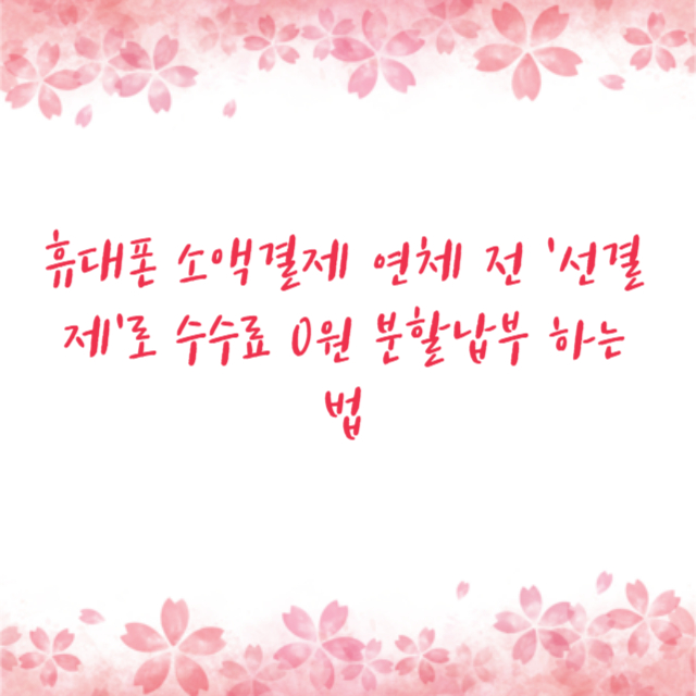 휴대폰 소액결제 연체 전 '선결제'로 수수료 0원 분할납부 하는 법